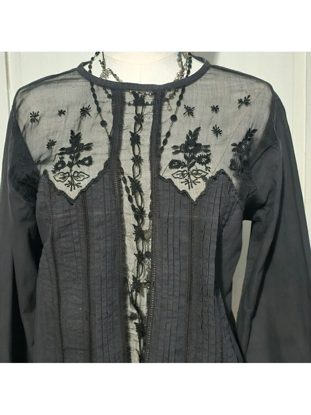 Vintage Gothic Victorian High Neck Lace Long Sleeve Blouse